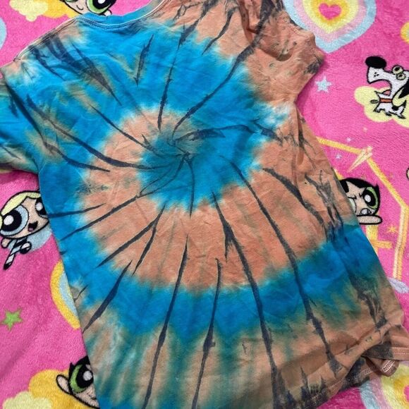 Gildan Streetwear Stitched Blue and brown tie dye graphic tshirt size small - Picture 5 of 5